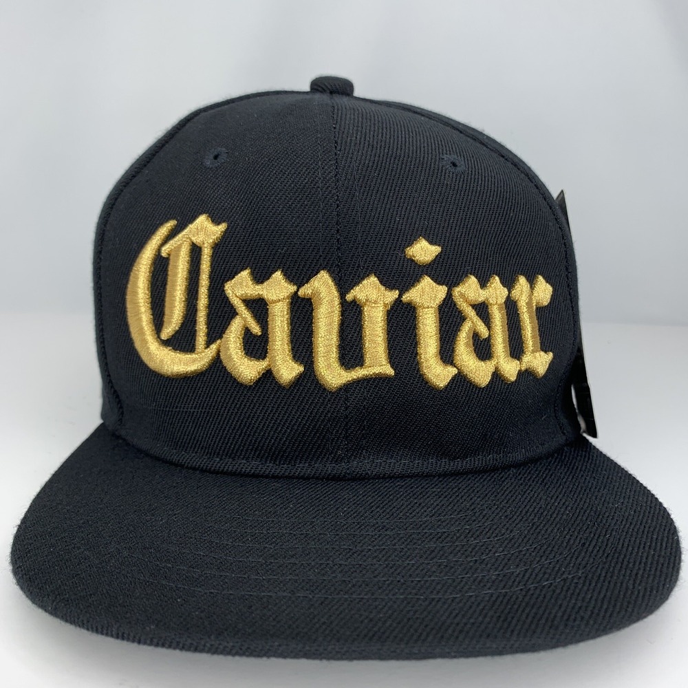 Caviar Gold Hat Black Academy Fits AF Snaps Adjustable Snapback Baseball Cap